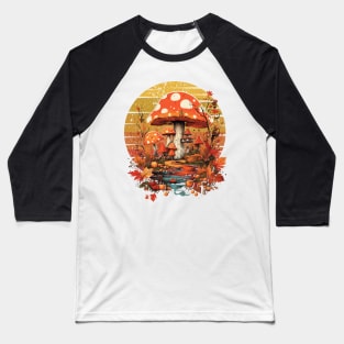 Autumn Vintage Autumn Leaves Mushrooms Baseball T-Shirt